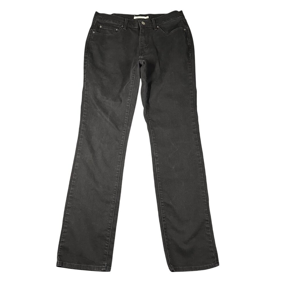 Levis 505 Womens 29‎ Straight Black Denim Jeans Flat Front 5 Pocket Design